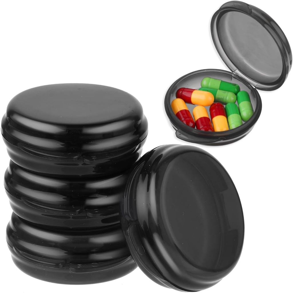 5 Geliştir Küçük Pill Box, Travel Round Pill Case, Portatif Tıp Pill Konteyner Sahibi, Günlük Mini Pill Vitamin İlaç Balık Yağı Tamamlamak için Purse Pocket için Organize Edilecek