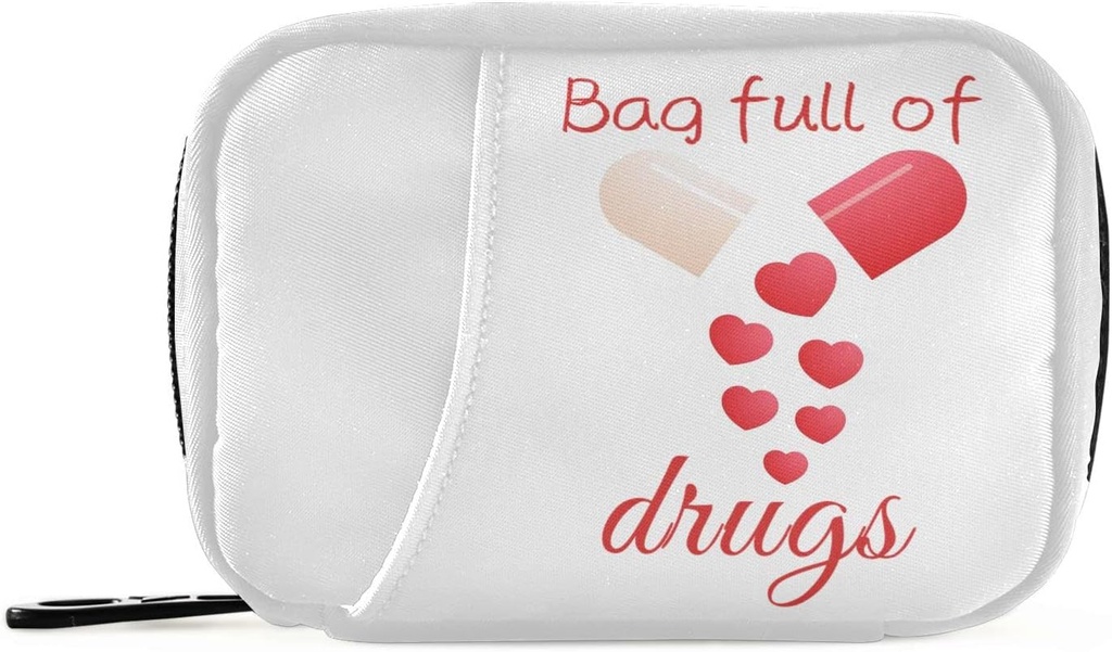 Pill Organizer Pill with Hearts Pill Box 7 Day Pill Case Bag Travel Pill Organizer Bag with Surface Portable Weekly Case Compact Boyut for Vitamin Supplement Holder