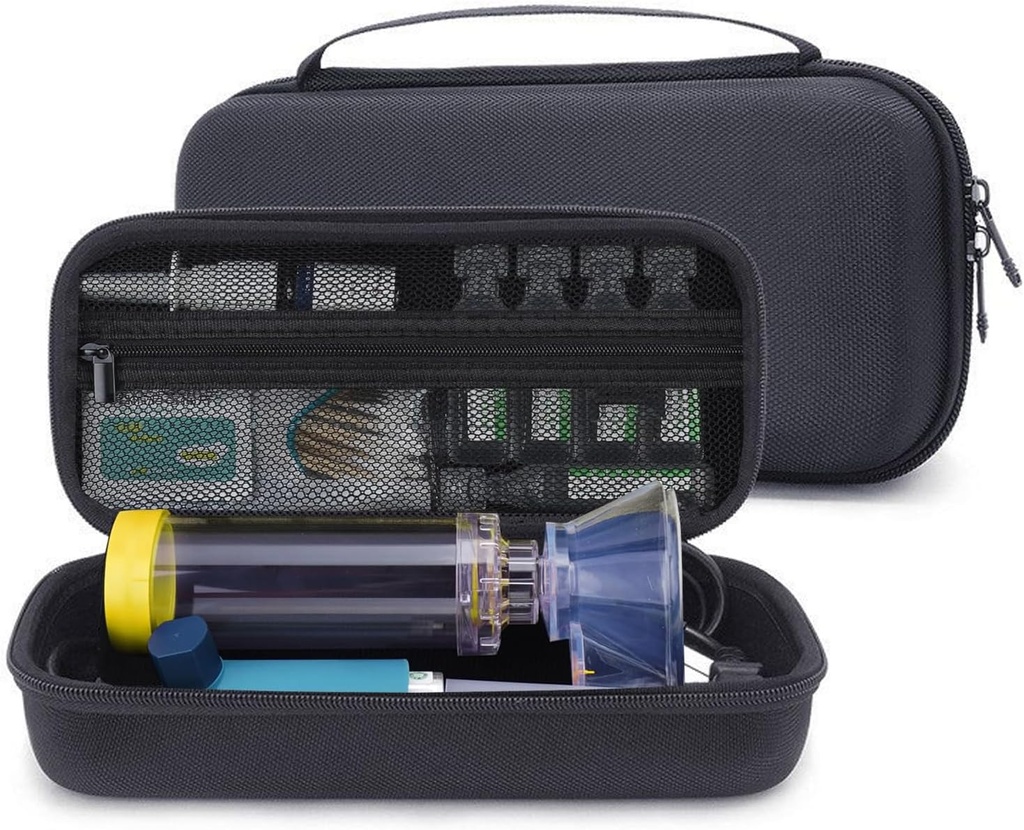 Çocuklar ve Yetişkinler için Uzaylı Asthma Inhaler için Hard Travel Case, Maskeler, Inhalerlen Portreler Bag Storage Organizer with Me Pocket for Medicine, Antis, Ventolin Inhaler (CASE NO)