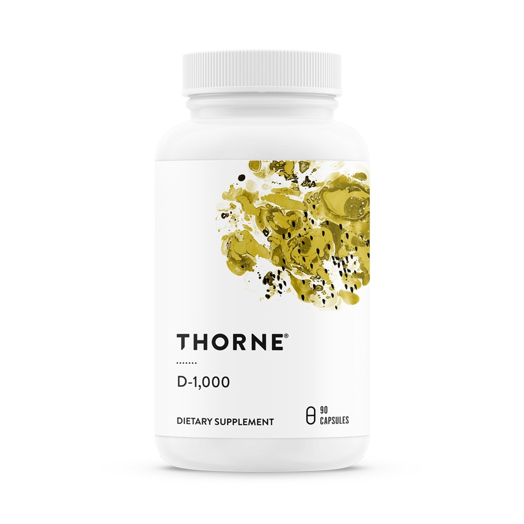 THORNE - Συμπλήρωμα βιταμίνης D3 - Υποστηρίζει υγιή οστά, δόντια, μύες, καρδιοαγγειακή & ανοσοποιητική λειτουργία * - Γλουτένη, γαλακτοκομικά & χωρίς σόγια - 1.000 IU - 90 Σερβιέτες