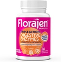Florajen Digestive Enzymes with Probiyotiks & Prebiyotiks - Triple-Action Formula for Gut Health, Bloating, & Gas Relief - Supports Gluten & Dairy Digestion - Clean, Non-GMO - 30-Count