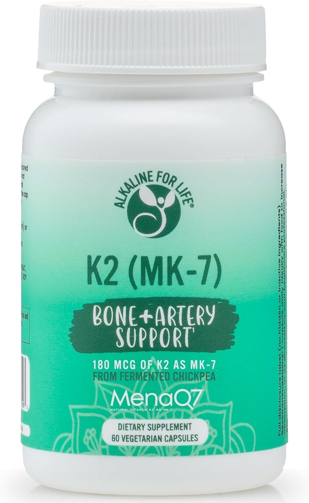 Life Vitamin K'ı MK-7| Doğal Vitamin K2 Fermented Chickpeas MENAQ7 180 mcg |One-per Day| 60 Day Supply Supports Bone & Heart Health | Easy to Swallow