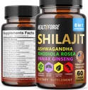 Shilajit Capsules Organik Ekstraksiyon 60 Capsules for Men & Women - Shilajit Supplement 9000 mg Ashwagandha, Immune Support Supplement 2000 mg Rhodiola Supplement, Ginko Ginkgo Biloba