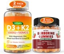2Pack Vegan Vitamin D3 5000IU K2 Gummies+ 2Pack Berberine Supplement 1500 mg Gummies