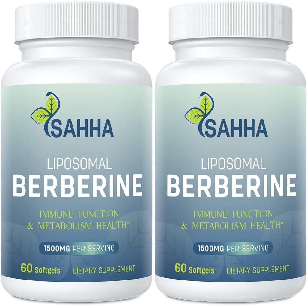 Sahha Liposomal Berberine HCL 1500mg – Υποστηρίζει AMPK & GLP-1 ενεργοποίηση, υψηλή βιοδιαθεσιμότητα για άνδρες και γυναίκες συνολικό συμπλήρωμα υγείας (2 Pack