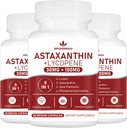 Ασταξανθίνη και Λυκοπένιο 70mg, Συμπλήρωμα Ασταξανθίνης με Φωσφατιδυλοχολίνη, Λουτεΐνη και Ζεαξανθίνη, Ισχυρό Συμπλήρωμα Αντιοξειδωτικών (180 Κάψουλες)