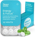 NöroGum Enerji Caffeine Mints (144 Adet) - Şeker L-theanine + Natural Caffeine + Vitamin B12 & B6 - Nootropic Energy & Focus Supplement for Women & Men - Keto & Vegan, Peppermint Flavoric