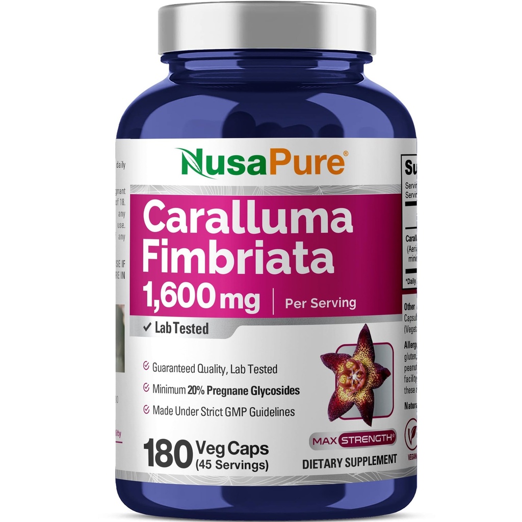 NusaPure Caralluma Fimbriata 1600 mg - 180 Veggie Capsules (Non-GMO, Vegan)