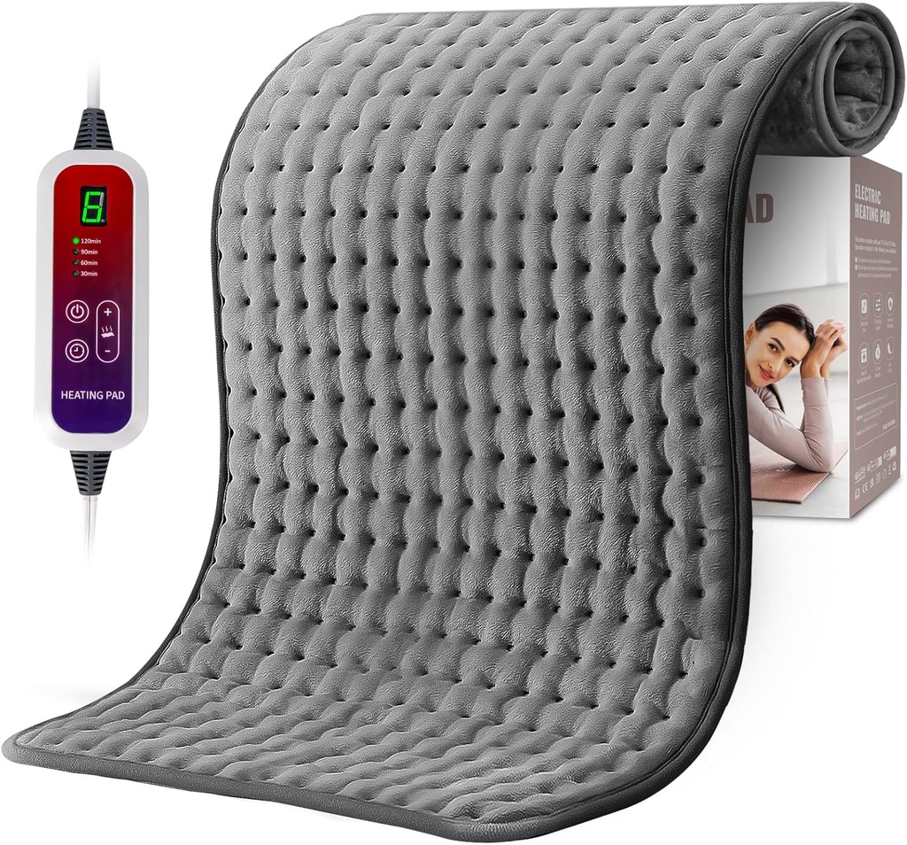 Qfun Extra Large Isıtma Pad for Back Pain Relief, 19.6"x39.3" XXL Fast Heat Pad Boyunca ve 6 Heat Settings & Auto Shut-Off ile Dönem Cramps için Elektrikli Isıtma Pad, Erkekler için Noel Hediyeleri