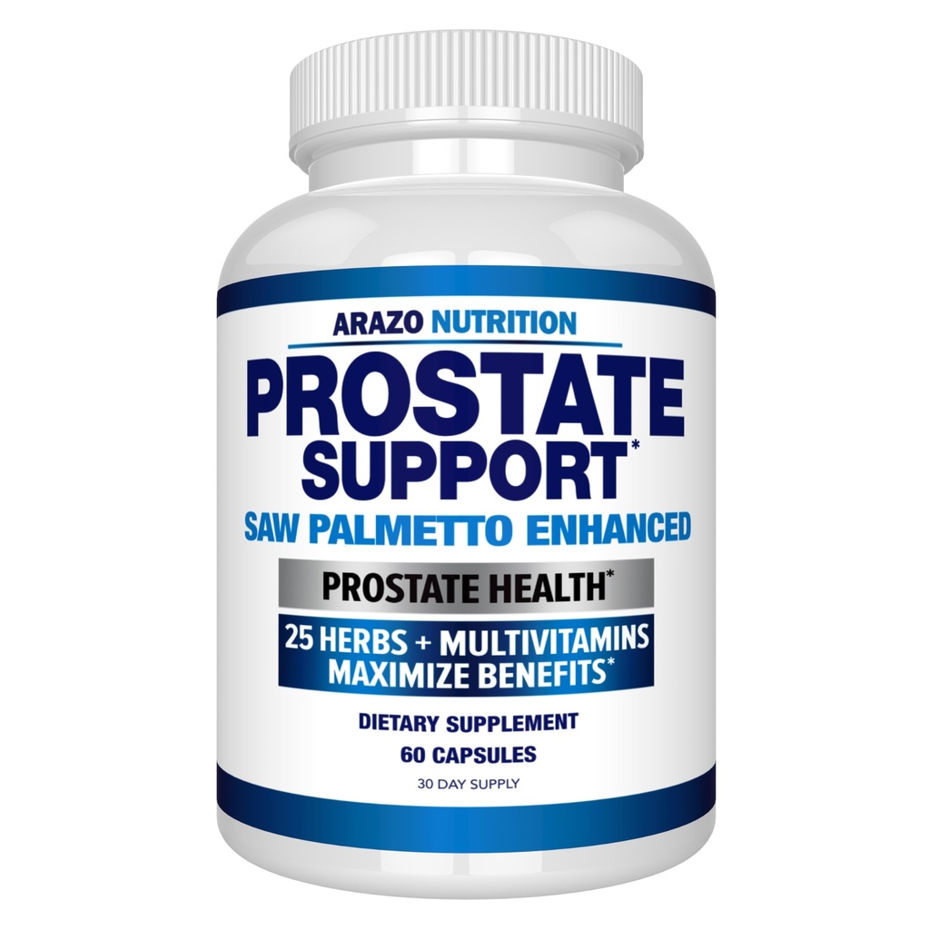 Arazo Beslenme Prostate Supplement - Saw Palmetto + 25 Herbs - Frequent Urinasyonunu azaltın, Saç Kaybını, Destek Stamina - Single Homeopathic Herbal Ekstra Sağlık Supplements - Capsule veya Pill