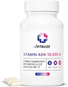 ADK Vitamini 10.000 IU - 90 Hizmet, Yüksek Potency Vitamin A, D3 & K2 (MK-7) Bone Strength | Supports Heart Health and Immune Function - Close Capsule Form
