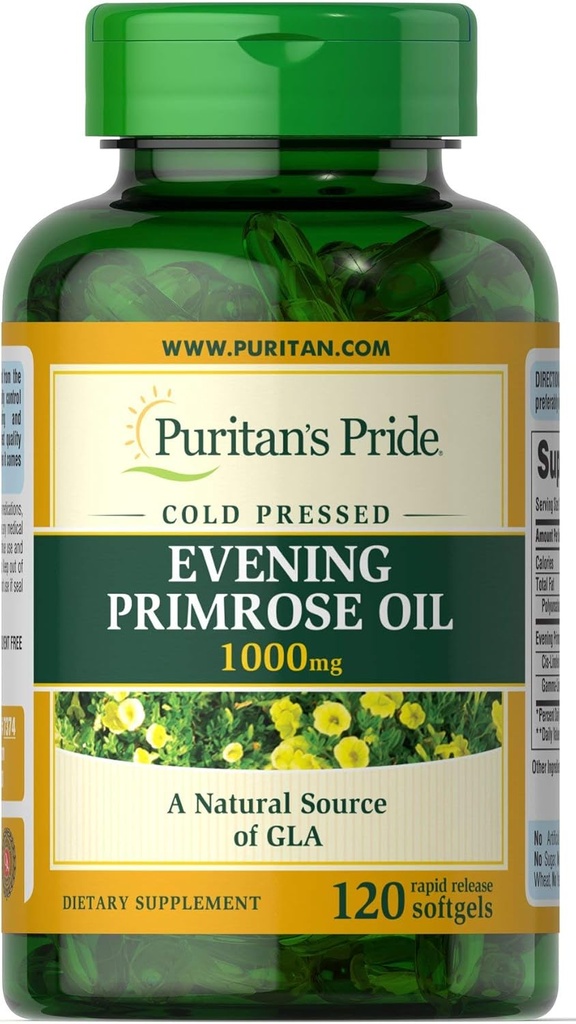 Puritans Pride Eveningrose Oil 1000 Mg with Gla, 120 Count