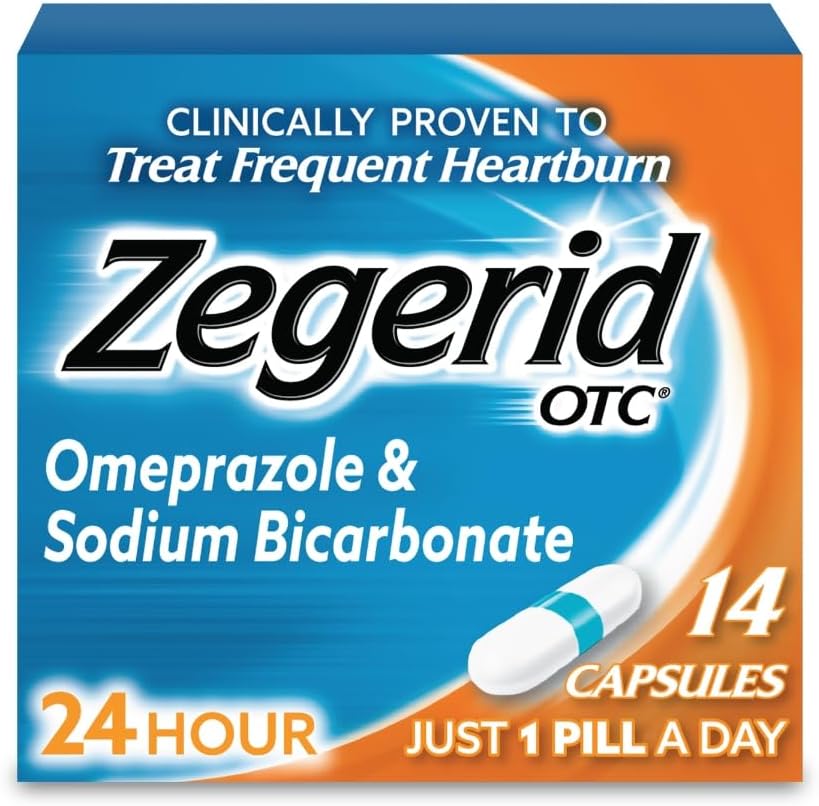Zegerid OTC 24 Saat Kalpburnu Yardımı, Omeprazole 20mg + sodyum Bikarbonat, Frequent Heartburn, 14ct Capsules