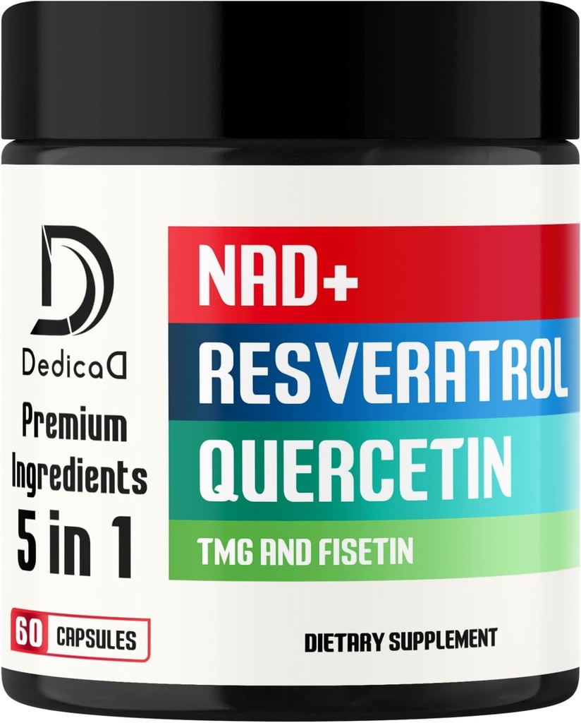 NAD Supplement 500 mg - Pure NAD Supplement - Fisetin, TMG, Resveratrol ve Quercetin - Enerji ve DNA onarımı, Aging Savunması, Beyin Fonksiyonu - 60 Capsules