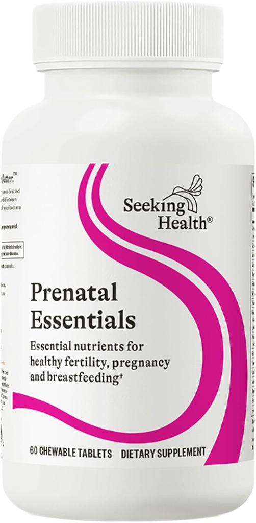 Sağlık Prenatal Essentials Chewable - Prenatal Support Supplement with Riboflavin - Formula Supports Immune Health & Torchation - B12 Supplement to Support Genetic Development - 60 Tablets