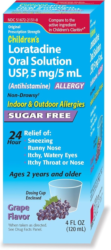Çocuk Oral Çözümü, Grape Flavor, Sneezing'in 24h Yardımı, Runny Nose, Itchy Watery Eyes, Itchy Throat veya Nose, Antihistamine, Kapalı & Açık Tüm Enerjiler