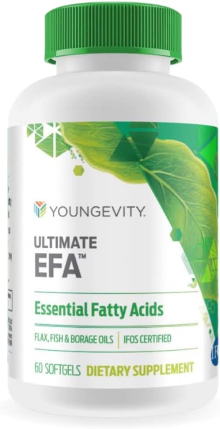 Youngevity Ultimate EFATM – Omega 3, 6 & 9 Supplement | Borage, Flax & Fish Oils | Supports Heart, Brain & General Health | 60 Soft Gels