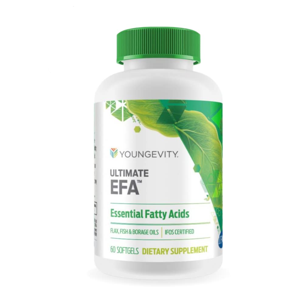 Youngevity Ultimate EFATM – Omega 3, 6 & 9 Supplement | Borage, Flax & Fish Oils | Supports Heart, Brain & General Health | 60 Soft Gels