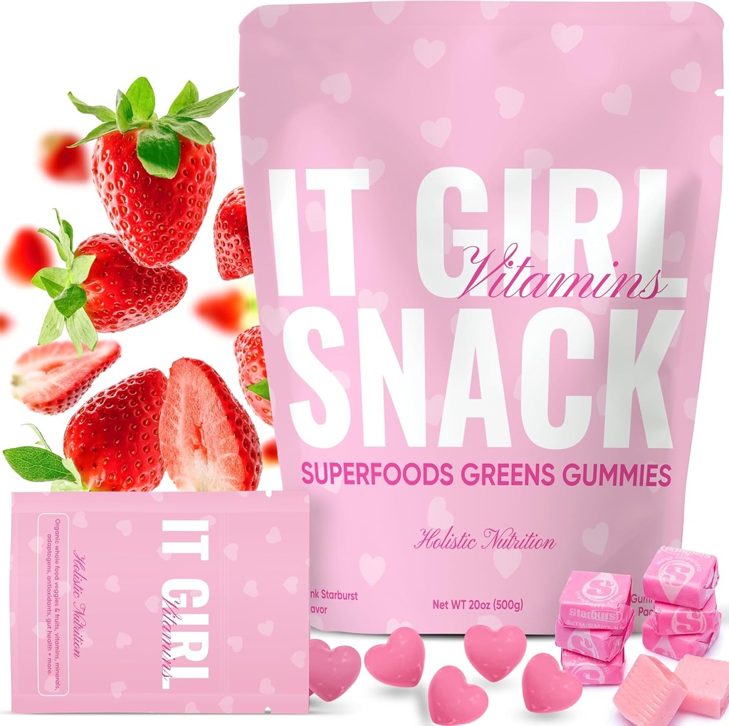 Healthy Snacks for Adults - Daily Super Greens Gummies, Multivitamin Superfood Gummy Bears, Spirulina, Chlorella, Prebiotics & Fiber for Digestive Health, Adaptogens Supplement, 20 Βιταμίνες & Ορυκτά