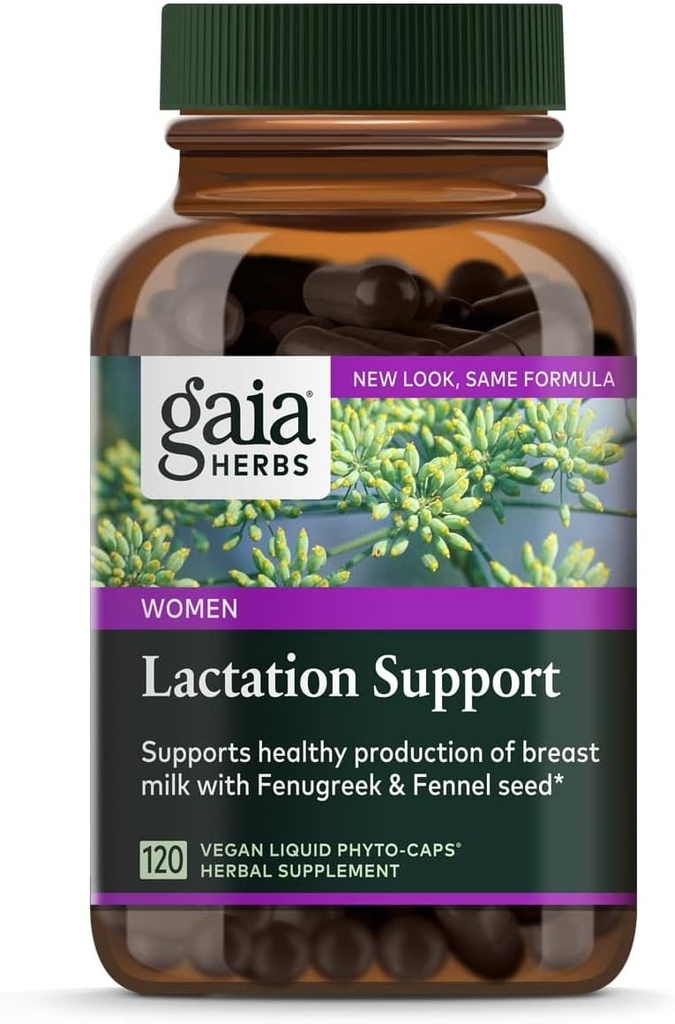 Gaia Herbs Lactation Support, Vegan Liquid Capsules, 120 Kont - Anne beslenmesi için Lactation Supplement, Sağlıklı Süt Akışı ve İyileşen Süt Beslenmesini Destekler, PACKAGING May VARY