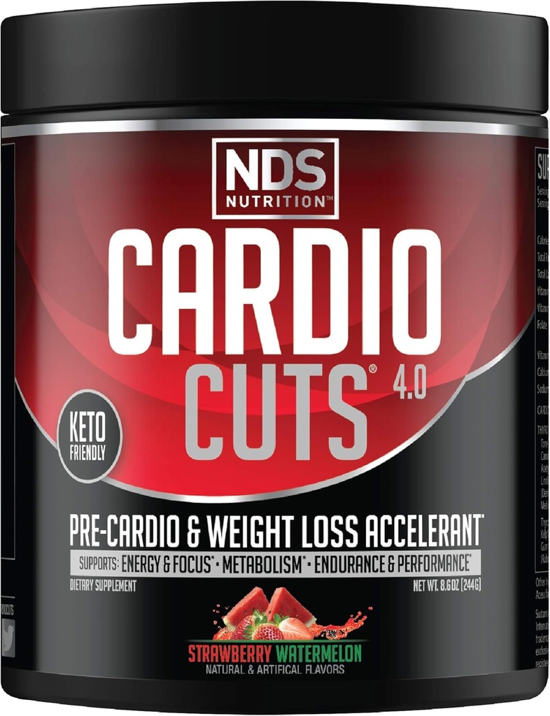 NDS Beslenme 4.0 Pre Workout Supplement - Gelişmiş Kilo kaybı ve Pre Cardio Formula ile L-Carnitine, CLA, MCTs, L-Glutamine ve Safflower Oil - Strawberry Watermelon (40 Hizmet)