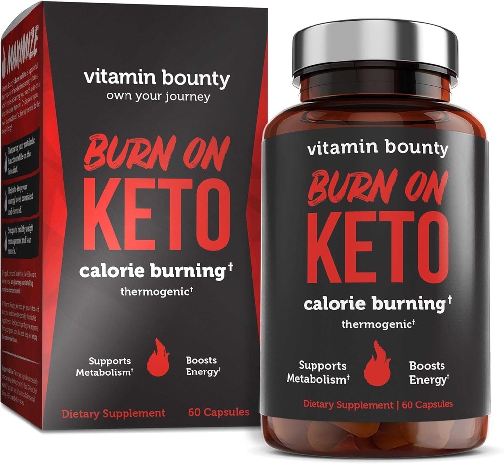Bounty Burn On Thermogenic Keto Fat Burner for Men & Women - Kilo Yiyenleri ile Kilo Kaybı - Metabolism ATM, Enerji Pilleri, Appetite Suppressant - 60 Capsules