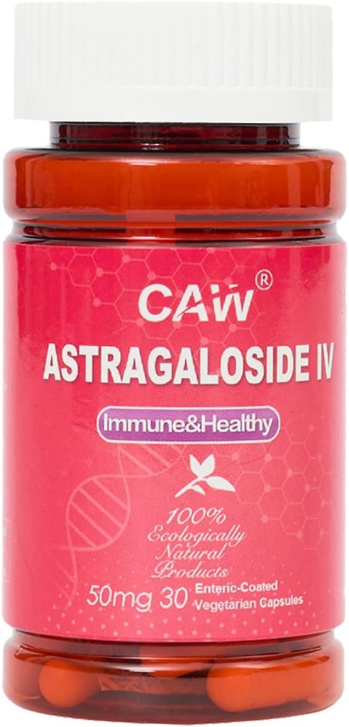 CAW Max Abxia Astragaloside IV% 50 mg 30 Capsules | Immune Support | Anti-Aging Supplement | 50 mg 30 Enteric-Coated Vegetarian Capsules 1 Şişe