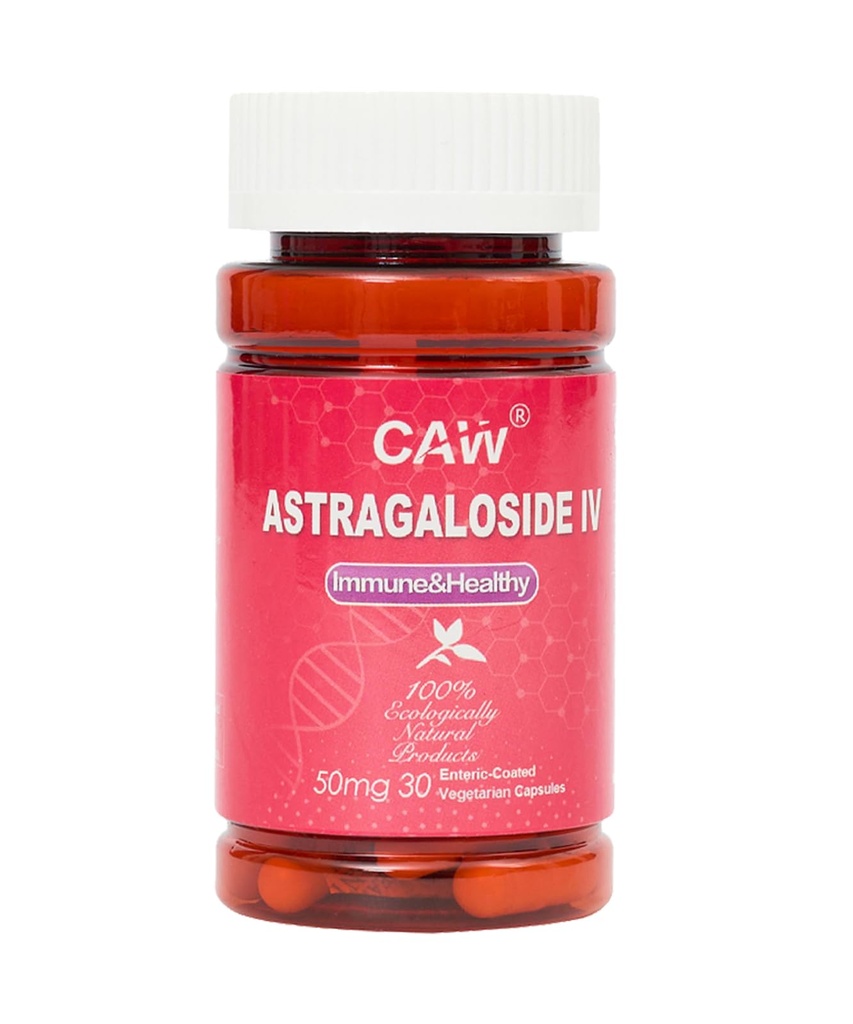 CAW Max Abxia Astragaloside IV% 50 mg 30 Capsules | Immune Support | Anti-Aging Supplement | 50 mg 30 Enteric-Coated Vegetarian Capsules 1 Şişe