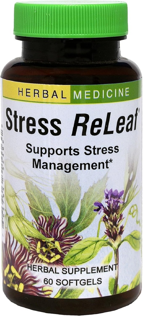 Herbs Etc. Stres ReLeaf - Herbal Supplement to Support Relaxation - Stres Desteği Supplemment - Gluten-Free - 60 Softgels (60 Hizmet)
