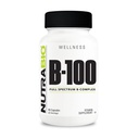 NutraBio B-100, B σύμπλεγμα βιταμίνης, υποστήριξη ανοσοποιητικού συστήματος, υγιή μαλλιά, δέρμα, νύχια, 90 κάψουλες λαχανικών