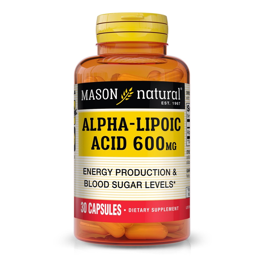 MASON NATURAL Alpha Lipoic Acid 600 mg per Service, Gluten Free ALA Supplement, 30 Capsules