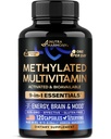 Çokvitamin - B2, B6, 5MTHF & B12 | Antioksis C & E | Vitamin D3 & K2 - Erkekler ve Kadınlar için - 9-in-1 MTHFR TMG ile Tamam - Enerji, Beyin ve Mood - Vegan - ABD'de Yapıldı - 120 Capsules