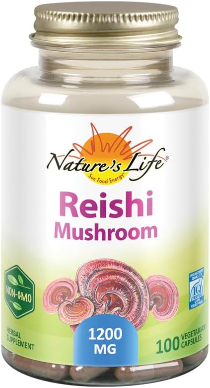 Nature's Life Reishi Mushroom 1200 mg | Sağlıklı Immune Function, Energy & Mood Support Supplement | Non-GMO & Lab Doğrulanmış | 100 Vegetarian Capsules