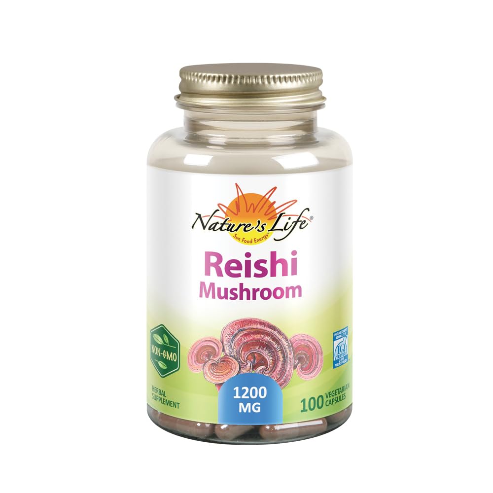 Nature's Life Reishi Mushroom 1200 mg | Sağlıklı Immune Function, Energy & Mood Support Supplement | Non-GMO & Lab Doğrulanmış | 100 Vegetarian Capsules