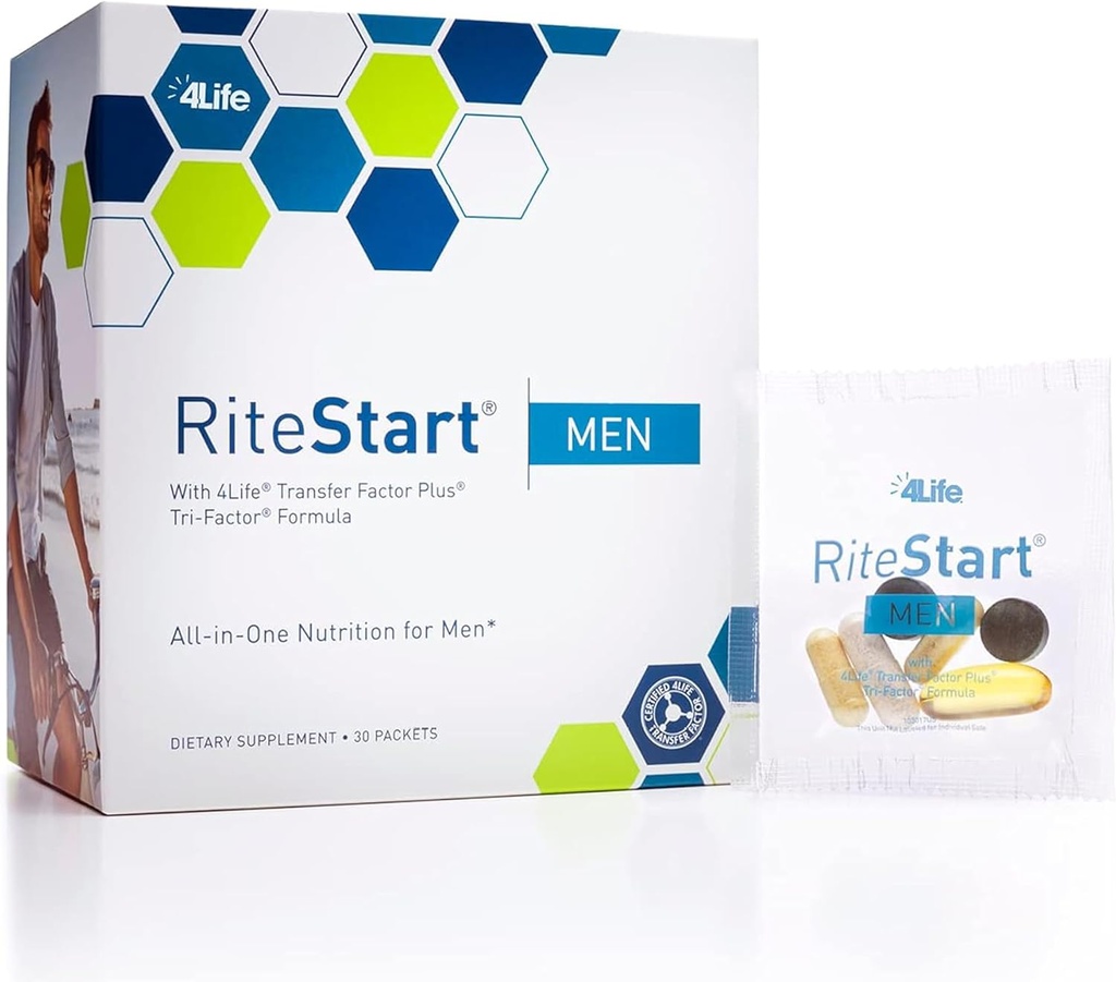 4Life RiteStart Men - Daily Nutritional Pack Supports Immune System Health - Daily Supplement Formula C, D ve çinko - 30 Packets