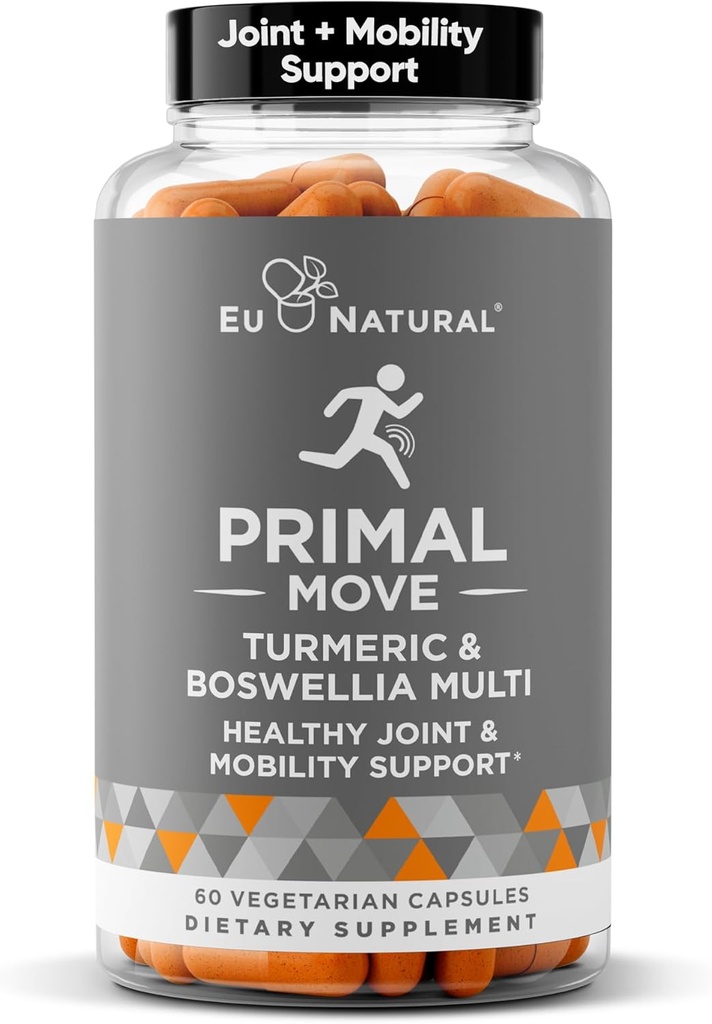 Primal Ortak & Hareketli Destek - Kadınlar ve Erkekler için Gelişmiş Ortak Destek Supplement - Turmeric, Boswellia, Ginger ve Boron for Whole-Body Flexability, Ortak Sağlık ve Konfor - 60 Veg Soft Capsules