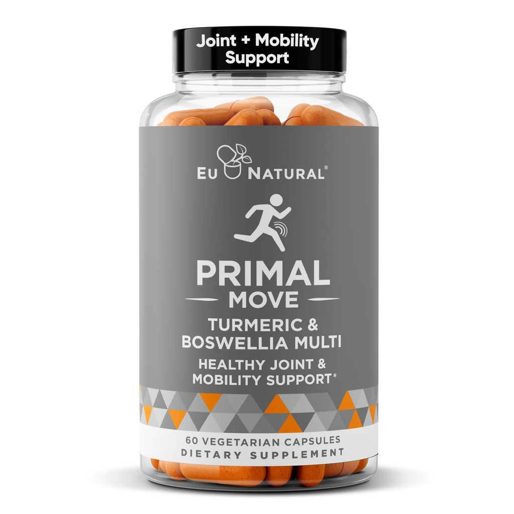 Primal Ortak & Hareketli Destek - Kadınlar ve Erkekler için Gelişmiş Ortak Destek Supplement - Turmeric, Boswellia, Ginger ve Boron for Whole-Body Flexability, Ortak Sağlık ve Konfor - 60 Veg Soft Capsules