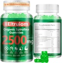 Organik Blue Spirulina Chlorella Gummies, 13-in-1 Super Greens & Superfoods, Spirulina 2500 mg Sea Moss, Chlorophyll, GLA, Gluten Free, 60 Vegan Gummies