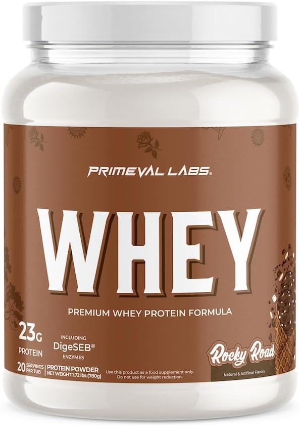 Primeval Laboratuvarları Saf Whey Protein Yoğun | Kas Büyüme ve Kurtarma | Formula | Rocky Road | 20 Hizmetler