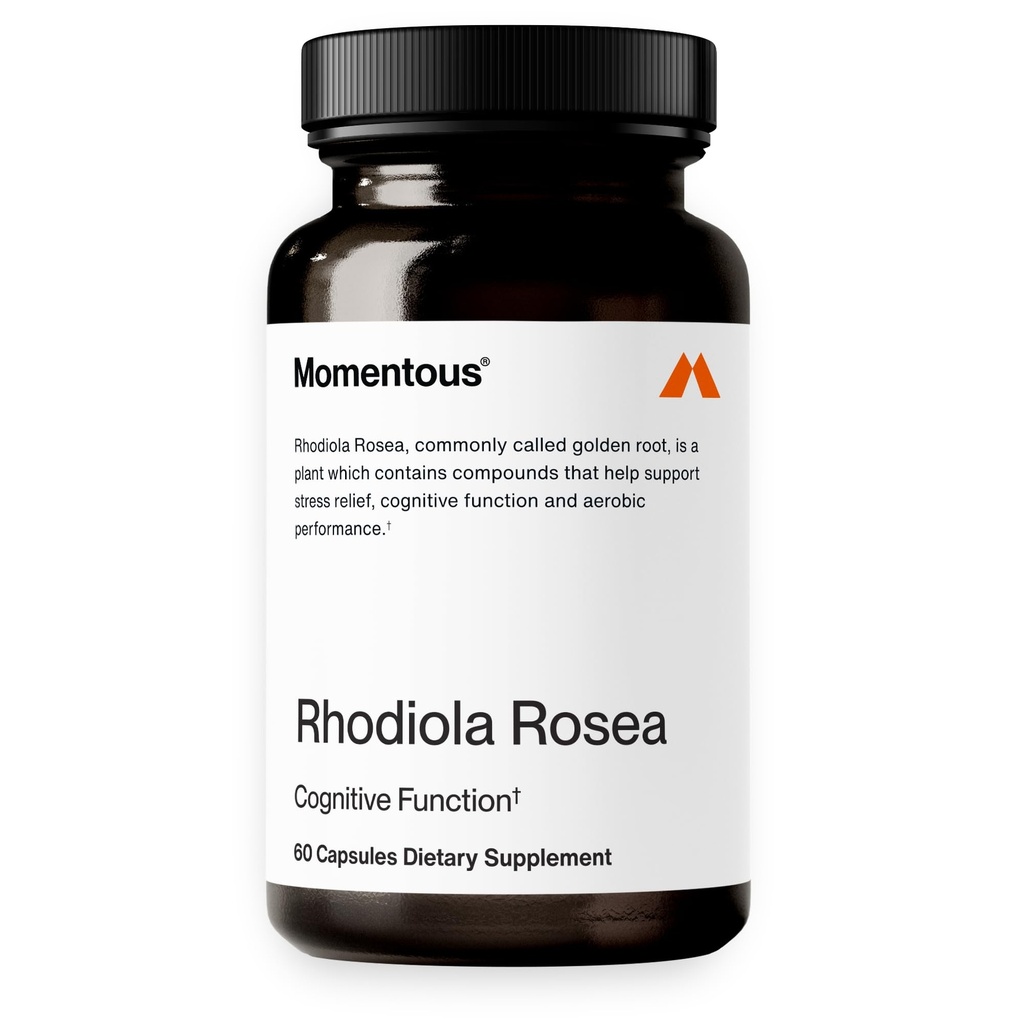Momentous Rhodiola Rosea Supplement - Adaptogen Supplement for Cognition, Fatigue, & Stress Support - Rhodiola Rosea Root Extract - NSF Certified for Sport - GMO- & Gluten-Free - Vegan - 60 Servings