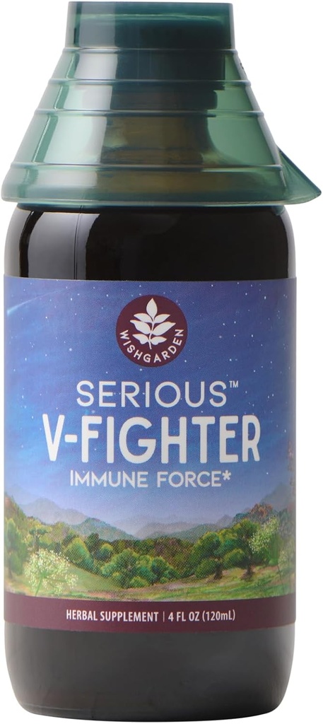 WishGarden Herbs Ciddi V-Fighter - Plant-Based Herbal Rapid Immune Support & Respiratory Health with OSHA & Goldenseal, Soothes Aches & Irritated Lungs, Supports Optimum Body Sıcaklık, 4oz