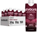 Evolve Plant Based Protein Shake, Berry Medley, 20g Vegan protein, Immune Support, Vitamin C & çinko, Süt Free, No Yapay Sweeteners, Non-GMO, 10g Fiber, 11oz, (12 Pack) (Formula Vary)