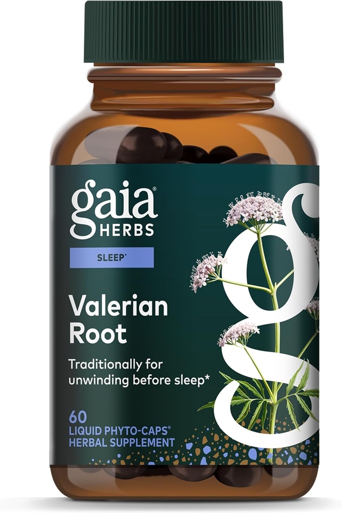 Gaia Herbs Valerian Root - Natural Sleep Support for a Natural Calm to Help Relaxation to Ready for Sleep - Organik Valerian Root - 60 Vegan Sıvı Phyto-Capsules (30-Day Supply)