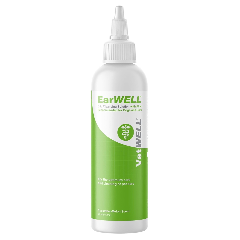 VetWELL Ear better for Dogs and Cats - Otic Rinse for Infections and Controlling Ear Enfeksiyons and Odor in Pets - 8 oz (Cucumber Melon)