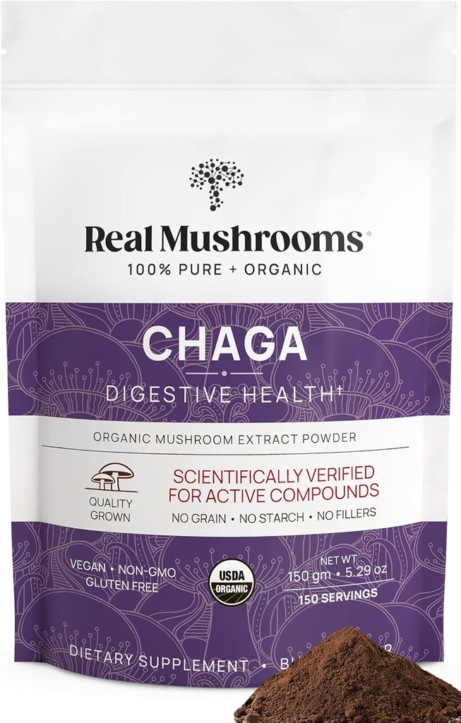 Gerçek Mushrooms Chaga Mushroom Toz – Organik Chaga Meyveli Vücuttan Çeviri – Wellness & Enerji Desteği için – Vegan, Non-GMO, 150 Hizmet - Günlük Kullanımlar Için Ücretsiz