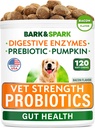 BARK&SPARK Vet Strength Dog Probiyotiks Chews - Gas, Diarrhea, Alerji, Constipation, Upset Stomach Relief, with Digestive Enzymes + Pumpkin + Prebiyotiks - Chewable Fiber Supplement - 100ct - Bacon