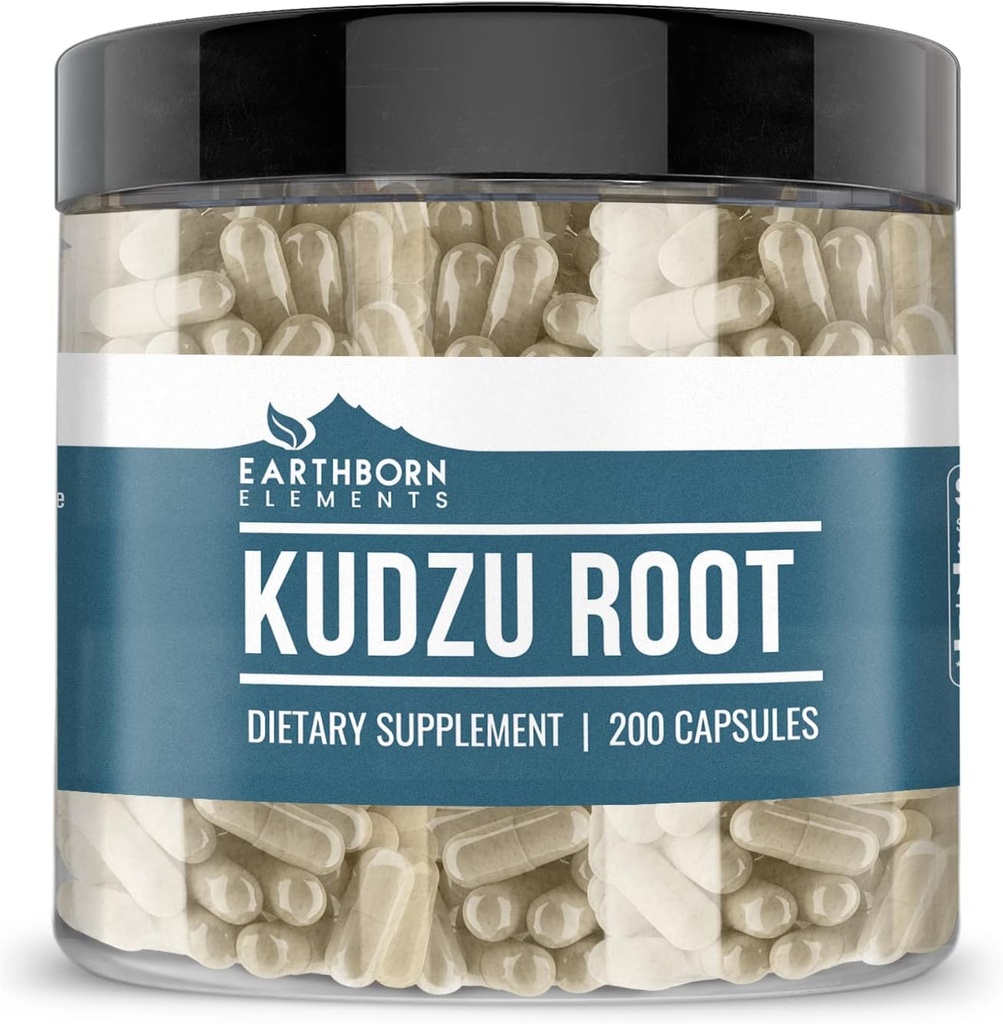Earthborn Elements Kudzu Root 200 Capsules, Pure & Undiled, No Wordss