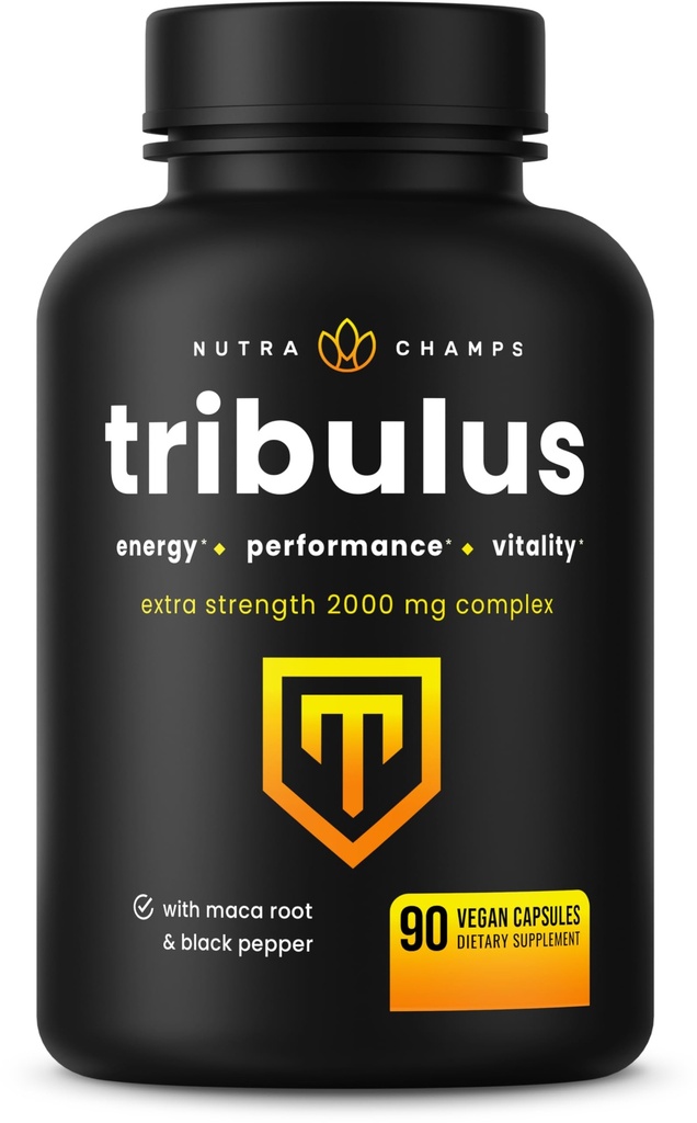 NutraChamps Trib Terulusris for Men, 2000 mg Supplement Alert for Energy, Vitality, Stamina & Performans, Ekstra Kuvvet Saponins, 90 Vegan Capsules