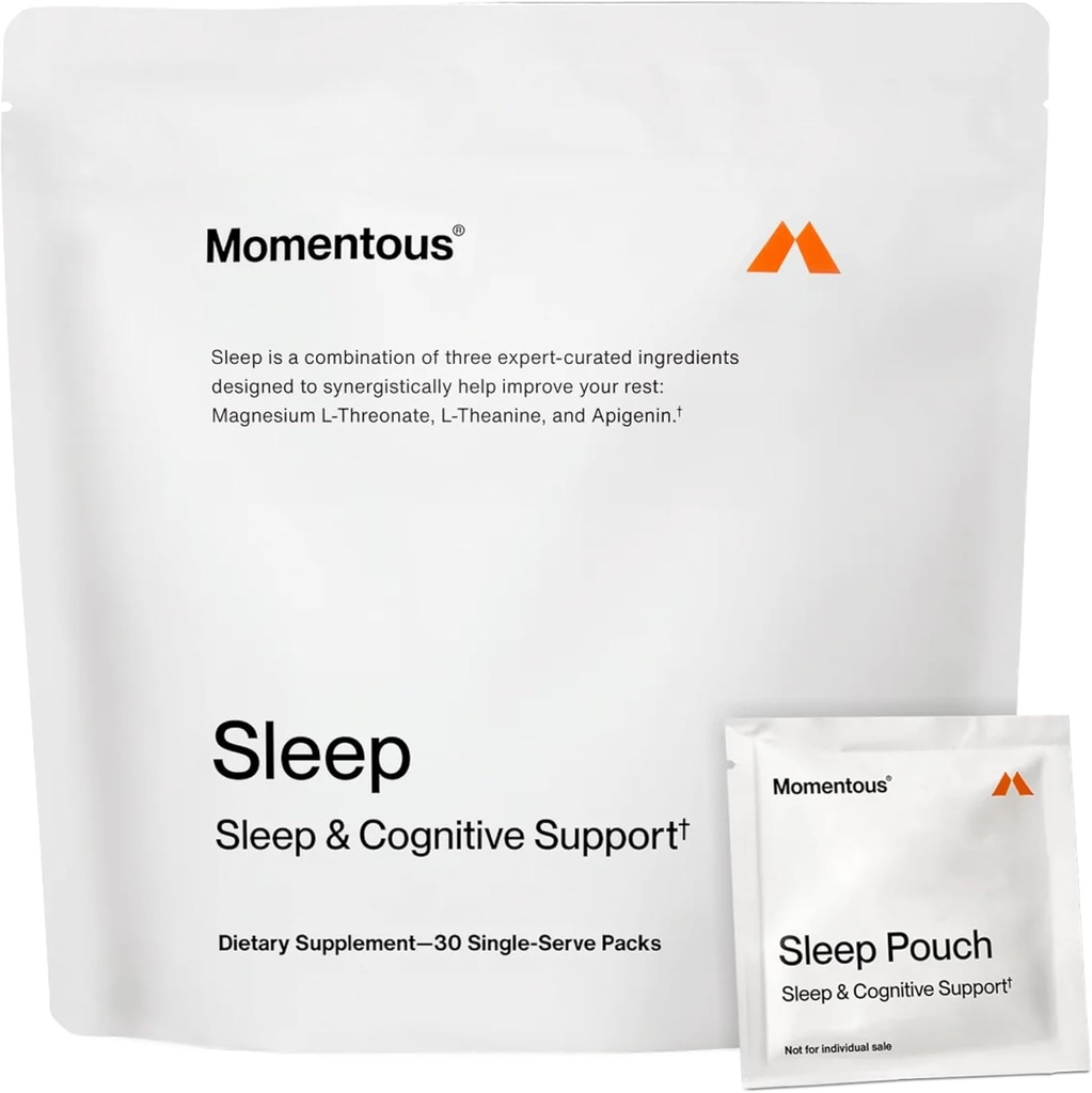 Momentous Nightly Sleep Pack - Magnesium Glycinate, Magnesium L-Threonate, and Apigenin - NSF Certified for Sport - 30 Servings