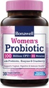 Kadınlar için Bonawell Probiyotikler, Prebiyotikler, Kadın Vaginal Sağlığı için Digestive Enzymes & Organik Cranberry, Digestion & Immunity, Raf-Stable, Gecikmiş-Release, 30 Veggie Caps